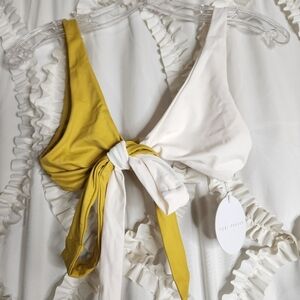 NEW Tori Praver Joy Colorblock Tie Front Bikini Top sz Small